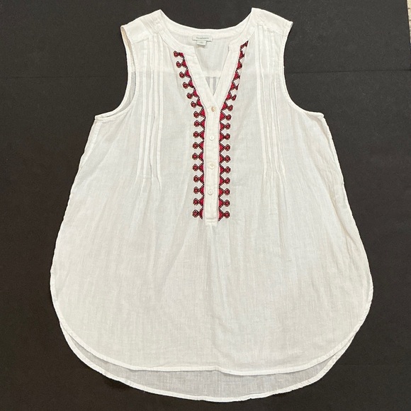 Sundance Tops - Sundance Embroidered Tunic Top Women’s Petite L PL Boho Cotton Gauze Sleeveless
